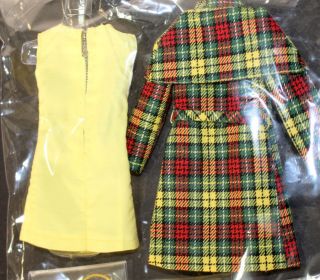 Vintage Barbie Japanese Plaid yellow green red raincoat hat dress boots NM/Mint 6