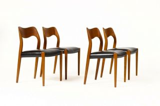 Danish Modern / Mid Century Teak Dining Chairs — J.  L.  Moller Model 71 —set Of 4