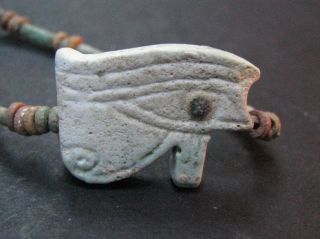Nile Ancient Egyptian Eye Of Horus Amulet Mummy Bead Necklace Ca 600 Bc