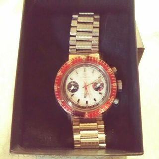 Vintage Rare Wittnauer Reverse Panda Dail Professional Chronograph Watch 1960s