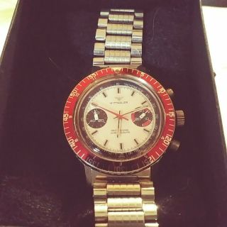Vintage Rare Wittnauer Reverse Panda Dail Professional Chronograph Watch 1960s 2