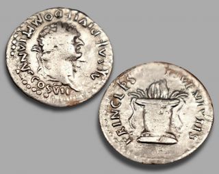 Roman Emperor Domitian " Denarius " Silver Coin 81 - 96 Ad.  - Xf,  Ancient Rome