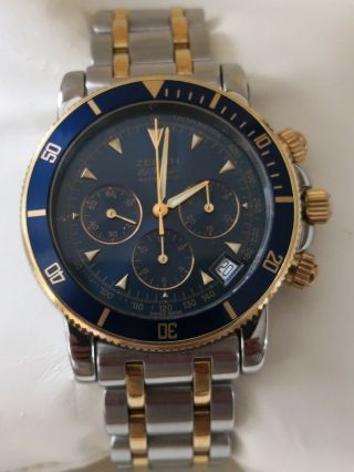 Vintage Zenith El Primero Chronograph Steel And Gold,  Boxed With Papers.