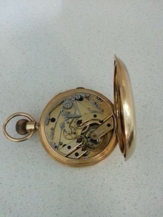 Gold pocket 1/4 repeater/chronograph 18kt 53mm Hunting Case c1890 12
