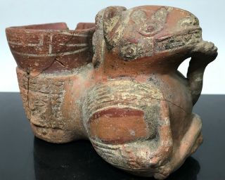 Large Ancient Pre - Columbian Art Pottery Animal Vessel Vase Artifact Sculpture