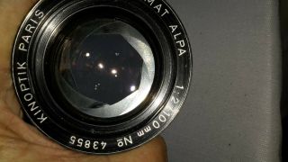 Kinoptik Paris Apochromat f:2 100mm ALPA lens Rare needs rebuild 6