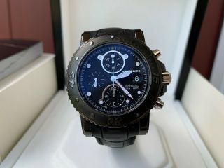 Very Rare Montblanc Sport Chronograph Stainless Steel Dlc Watch In Full Set
