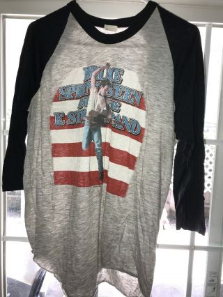 Vtg Raglan Bruce Springsteen 1984 - 1985 Born In The Usa Tour T - Shirt Double Sided