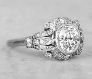 Vintage Art Deco 2.  20 Ct Round Cut Diamond Antique Engagement Ring Silver 925