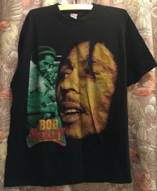 Vtg Bob Marley No Woman No Cry Tee T - Shirt 90s Rare Great Graphics Double Sided