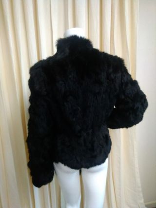 Vintage Wilsons Maxima Black Rabbit Fur Coat With Tassel size 8 2