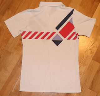 1980 ' s ADIDAS IVAN LENDL vtg white striped tennis polo shirt (S) Small 70s 80s 2