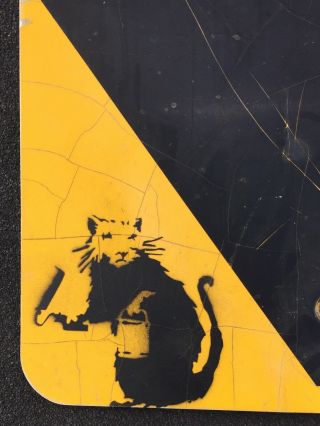 BANKSY “Roller Rat” Stencil on Metal Street Art 18x24” Sign 2007 RARE 2