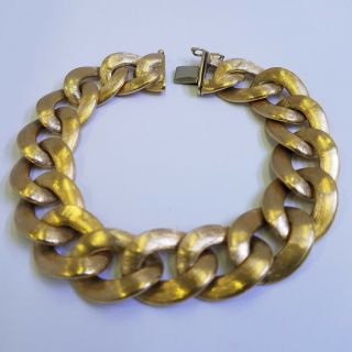 Vintage Unisex 1960s 18kt Yellow Gold Large Link Heavy Bracelet 40 Grams Jewelry