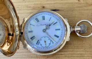 1896 Elgin 14k White Gold Hunter Case Pocket Watch 145 Grams