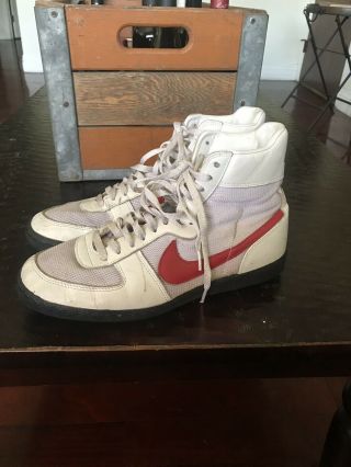 Vintage Nike 1984 80s Blazer White Leather High Tops Sneaker Shoes Men’s 10.  5