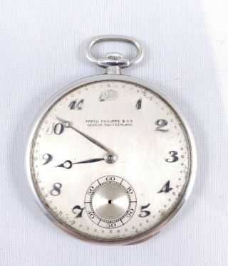 Antique Art Deco Platinum Patek Philippe Mens Pocket Watch Ultra Slim Case