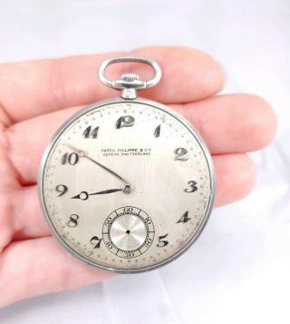 Antique Art Deco Platinum Patek Philippe Mens Pocket Watch Ultra Slim Case 2