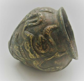 Extremely Rare Ancient Near Eastern Bronze Vessel With Gold Gilt.  2000bce