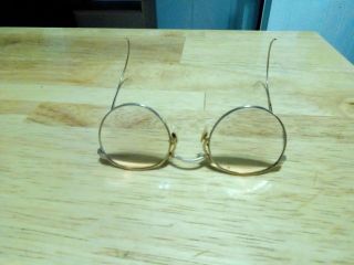 Pair Vintage Eyeglasses Well Over 100 Years Old Rose Colored Lens 12 Kg Frames