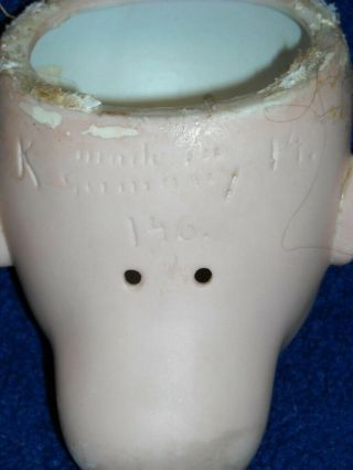 ANTIQUE KESTNER 146 BISQUE DOLL HEAD ONLY 6.  5 inches tall 12 inch circumference 2