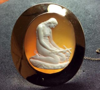 Rare Museum Cameo Brooch Of A Penitent Mary Magdalene After Canova,  Layaway