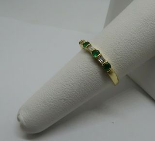 Vintage Tiffany & Co.  18k Yellow Gold Emerald & Baguette Diamond Band Ring Sz 7