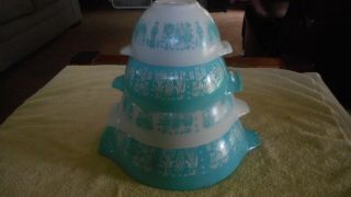 Pyrex Amish Butter Print Vintage Set Of 4 Cinderella Mixing Bowls