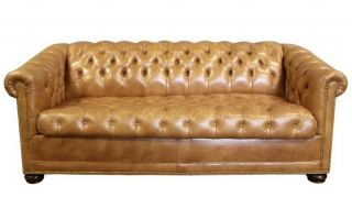 Chesterfield Vintage English Tufted Leather Sleeper Sofa