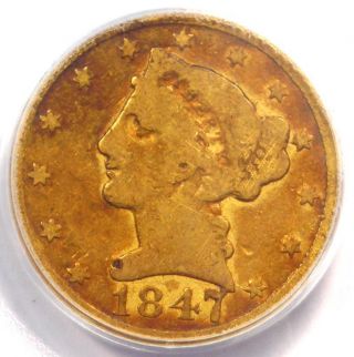 1847 - C Liberty Gold Half Eagle $5 - Pcgs Vg8 - Rare Charlotte Gold Coin
