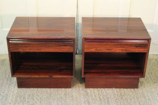 Mid Century Danish Modern Falster Rosewood Nightstands End Tables 12