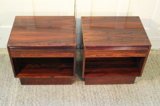 Mid Century Danish Modern Falster Rosewood Nightstands End Tables 4