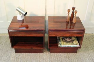 Mid Century Danish Modern Falster Rosewood Nightstands End Tables 6