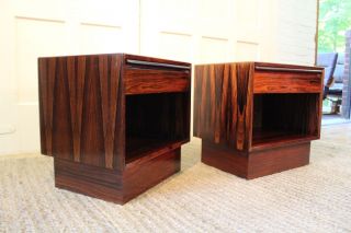 Mid Century Danish Modern Falster Rosewood Nightstands End Tables 8