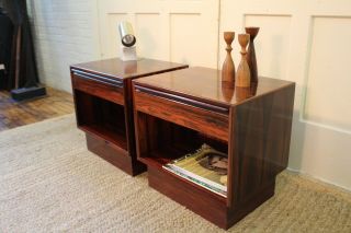 Mid Century Danish Modern Falster Rosewood Nightstands End Tables 9
