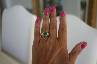 18 k gold vintage emerald and diamond ring 11