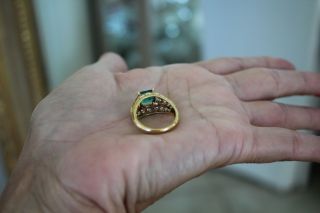 18 k gold vintage emerald and diamond ring 7