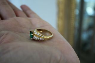 18 k gold vintage emerald and diamond ring 8