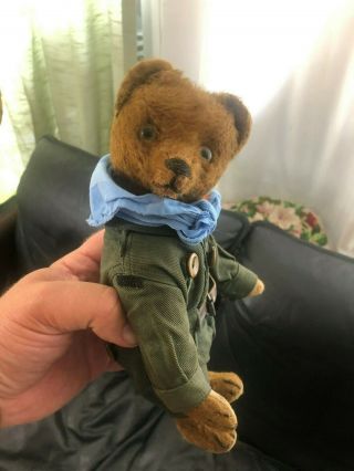 Very sweet Antique 1920 - 30s Small Mohair Bing Teddy Bear - Boy scout 7