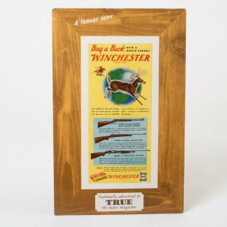 Winchester World - Famous Rifle & Shotgun Bag A Buck Die Cut Store Display Ad 15 "