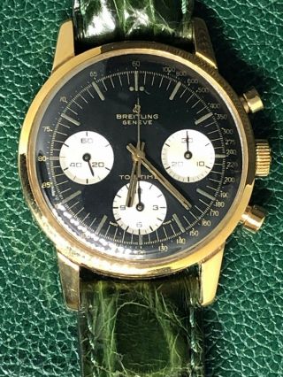 Rare Breitling Top - Time Panda Gilt Dial Chronograph Watch Ref.  810 Venus 178