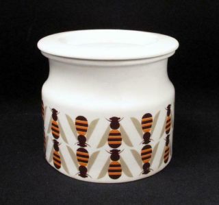 Arabia Finland Pomona Bee Lidded Jam Jar Pot Mid Century Scandinavian Vintage