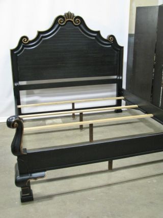 Drexel Heritage Tuscany Bramasole King Size Bed In Antiqued Black & Gilt Accents