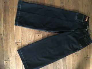 Rare Vintage 90s Jnco Strobe Black 28 " Wide Leg Jeans Size 33w 30l Usa Made