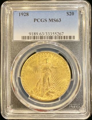 1928 $20 American Gold Eagle Saint Gaudens Ms63 Pcgs Coin Rare Date