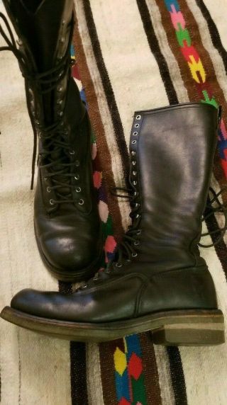 Red Wing Vintage Lineman Boots Black 9 E Mens Tall Punk Goth Hipster Made In Usa