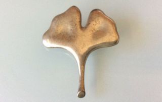 Vintage Tiffany & Co 925 Sterling Silver Ginkgo Clover Leaf Flower Pin Brooch
