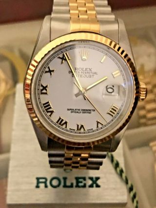 1996 Rolex Datejust Ref 16233 18k/ss Quick Set Automatic Self - Winding 31 Jewels