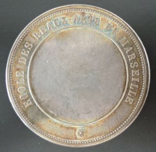Antique French Art Nouveau Deco Sterling silver signed medal old vintage 3