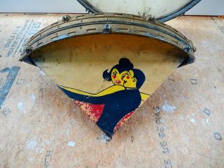 Rare Vintage 1920s Barry Collapsible Bass Drum w Painted Front Head HTF 10